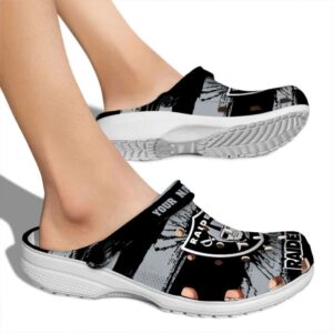 Personalized Las Vegas Raiders Paint Splatter Graphics Crocs High quality