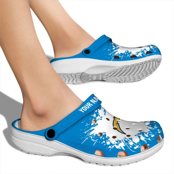Personalized Los Angeles Chargers Splatter Background Crocs High quality