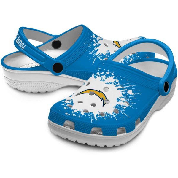 Personalized Los Angeles Chargers Splatter Background Crocs Latest Model
