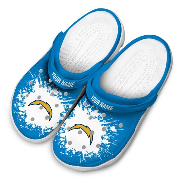 Personalized Los Angeles Chargers Splatter Background Crocs Trendy