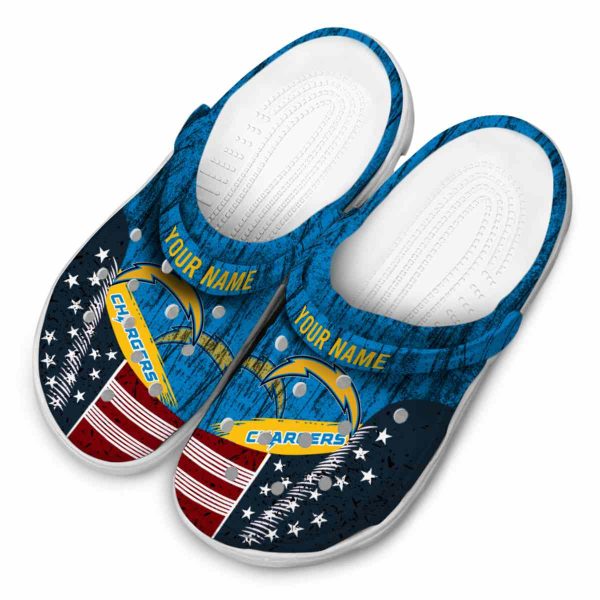 Personalized Los Angeles Chargers Star Spangled Side Pattern Crocs Trendy