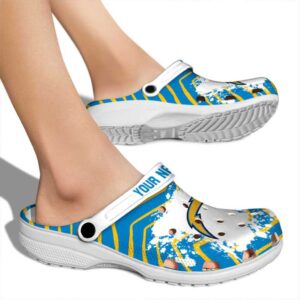 Personalized Los Angeles Chargers Zigzag Paint Burst Crocs High quality