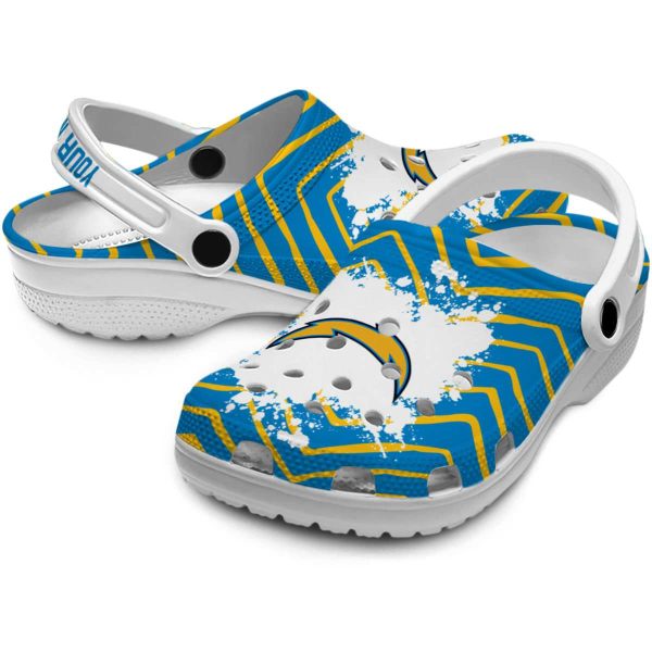 Personalized Los Angeles Chargers Zigzag Paint Burst Crocs Latest Model