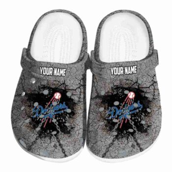Personalized Los Angeles Dodgers Cracked Ground Texture Crocs Best selling