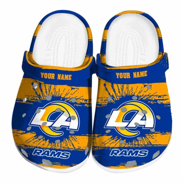 Personalized Los Angeles Rams Paint Splatter Graphics Crocs Best selling