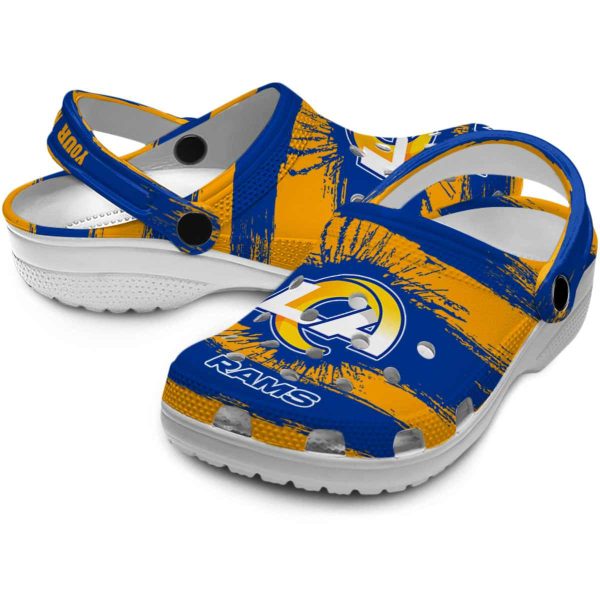 Personalized Los Angeles Rams Paint Splatter Graphics Crocs Latest Model