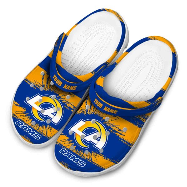 Personalized Los Angeles Rams Paint Splatter Graphics Crocs Trendy