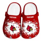 Personalized Louisville Cardinals Splatter Background Crocs Best selling