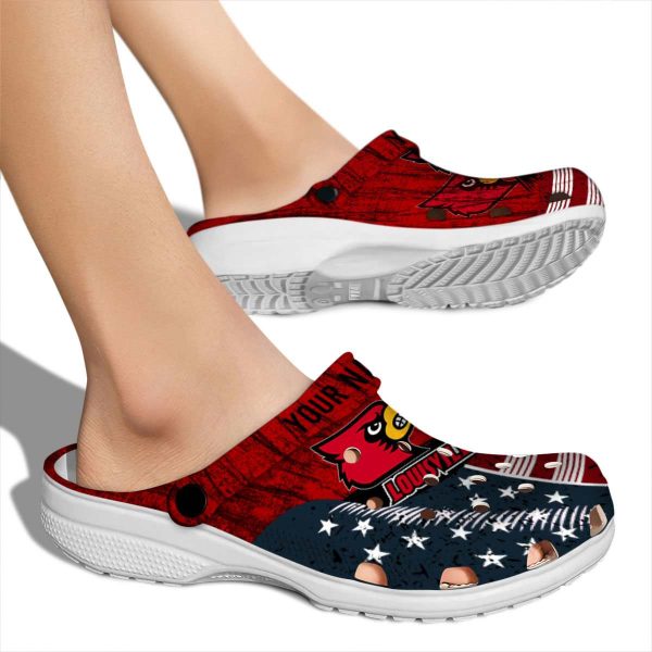 Personalized Louisville Cardinals Star Spangled Side Pattern Crocs High quality
