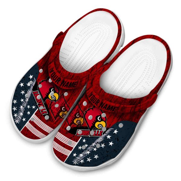 Personalized Louisville Cardinals Star Spangled Side Pattern Crocs Trendy