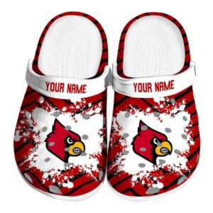 Personalized Louisville Cardinals Zigzag Paint Burst Crocs Best selling