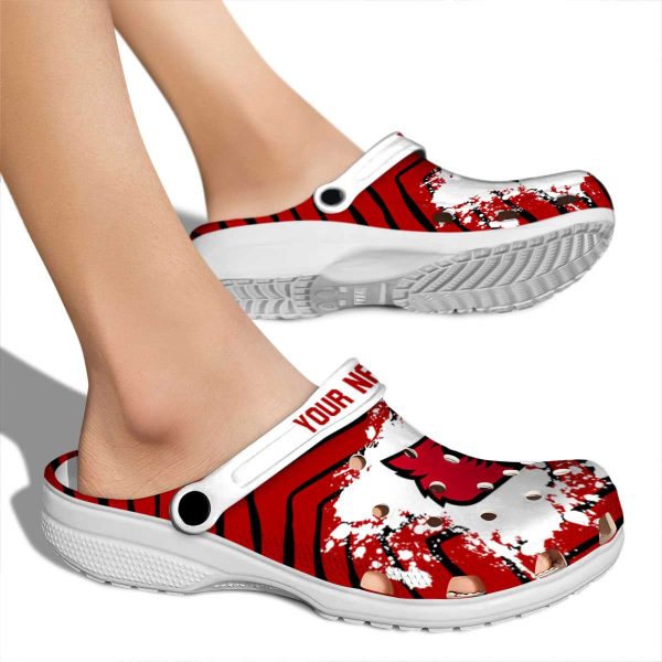 Personalized Louisville Cardinals Zigzag Paint Burst Crocs High quality