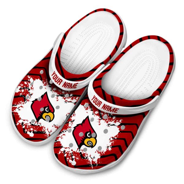 Personalized Louisville Cardinals Zigzag Paint Burst Crocs Trendy
