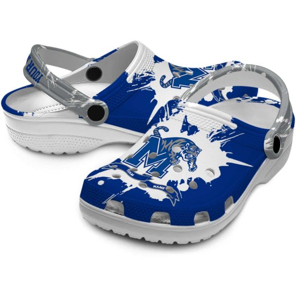 Personalized Memphis Tigers Splatter Pattern Crocs Latest Model