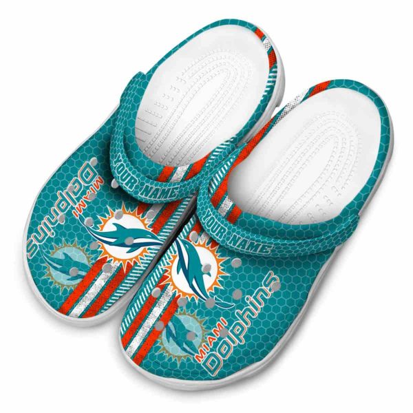 Personalized Miami Dolphins Contrasting Stripes Crocs Trendy