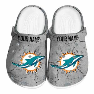 Personalized Miami Dolphins Cracked Texture Crocs Best selling