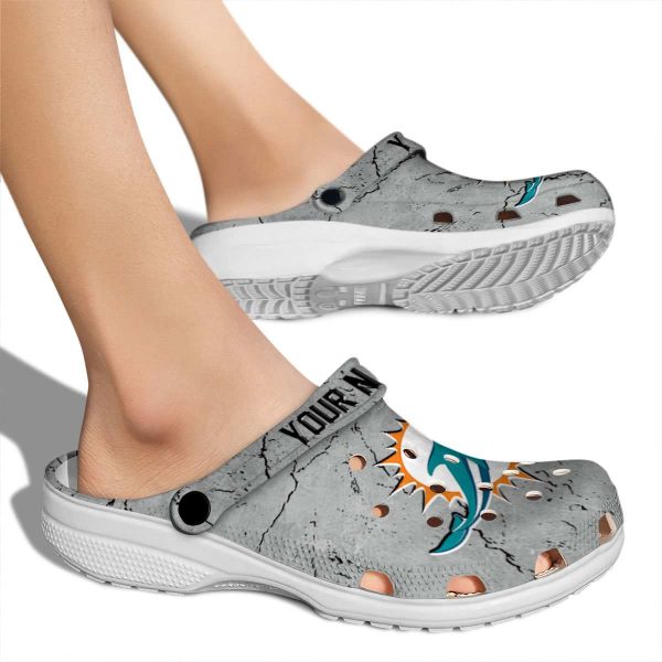 Personalized Miami Dolphins Cracked Texture Crocs High quality