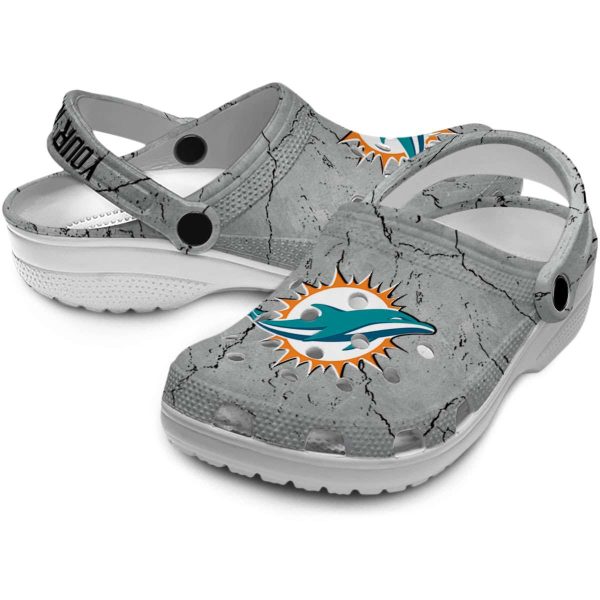 Personalized Miami Dolphins Cracked Texture Crocs Latest Model