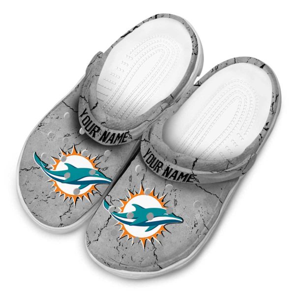 Personalized Miami Dolphins Cracked Texture Crocs Trendy