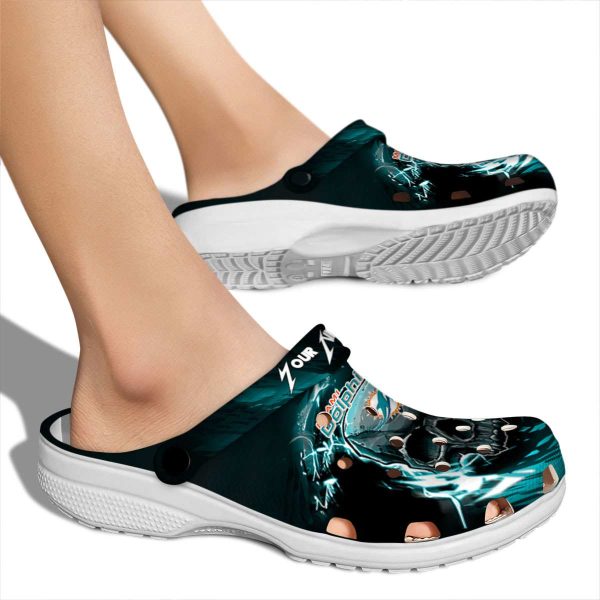 Personalized Miami Dolphins Gothic Skull Crocs High quality