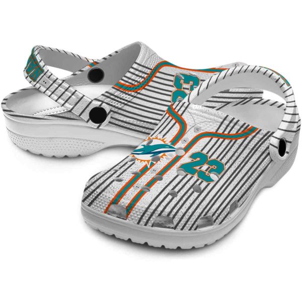 Personalized Miami Dolphins Pinstripe Pattern Crocs Latest Model