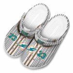 Personalized Miami Dolphins Pinstripe Pattern Crocs Best selling