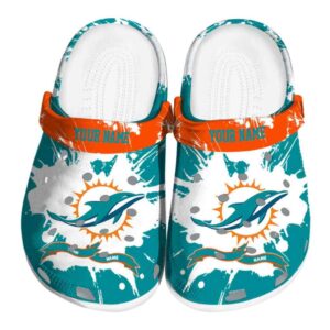 Personalized Miami Dolphins Splatter Pattern Crocs Best selling
