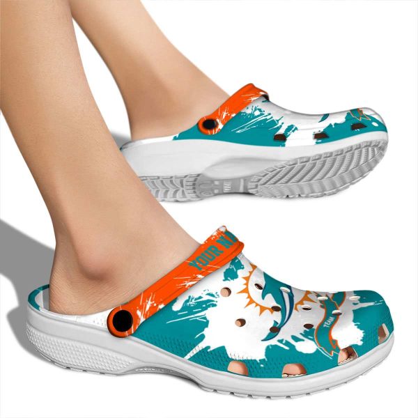 Personalized Miami Dolphins Splatter Pattern Crocs High quality