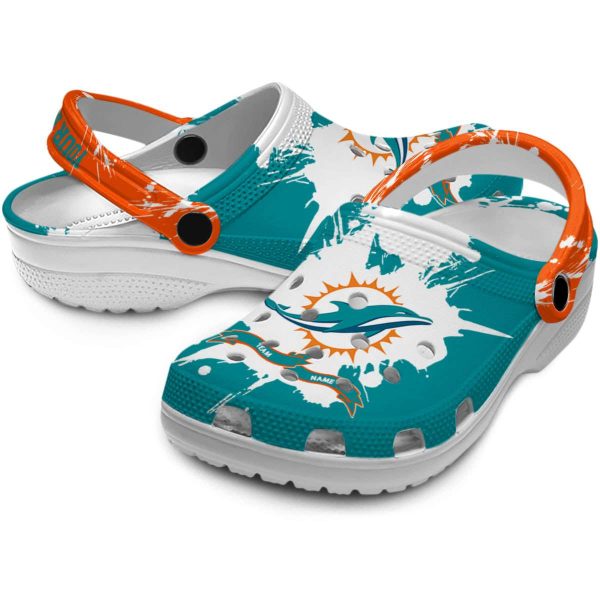 Personalized Miami Dolphins Splatter Pattern Crocs Latest Model