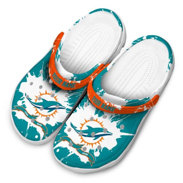 Personalized Miami Dolphins Splatter Pattern Crocs Trendy