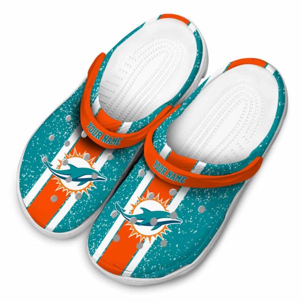 Personalized Miami Dolphins Vertical Stripes Crocs Trendy