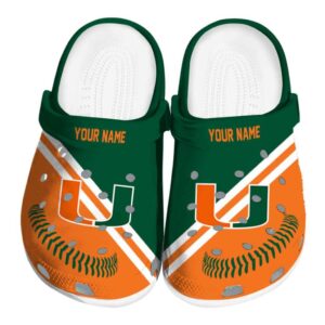 Personalized Miami Hurricanes Baseball Motif Crocs Best selling