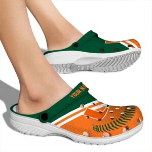 Personalized Miami Hurricanes Baseball Motif Crocs High quality