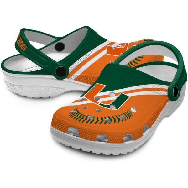 Personalized Miami Hurricanes Baseball Motif Crocs Latest Model