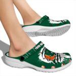 Personalized Miami Hurricanes Splash Motif Background Crocs Best selling