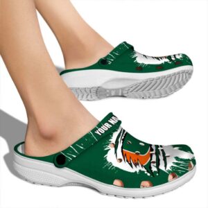 Personalized Miami Hurricanes Splash Motif Background Crocs High quality