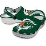 Personalized Miami Hurricanes Splash Motif Background Crocs Best selling