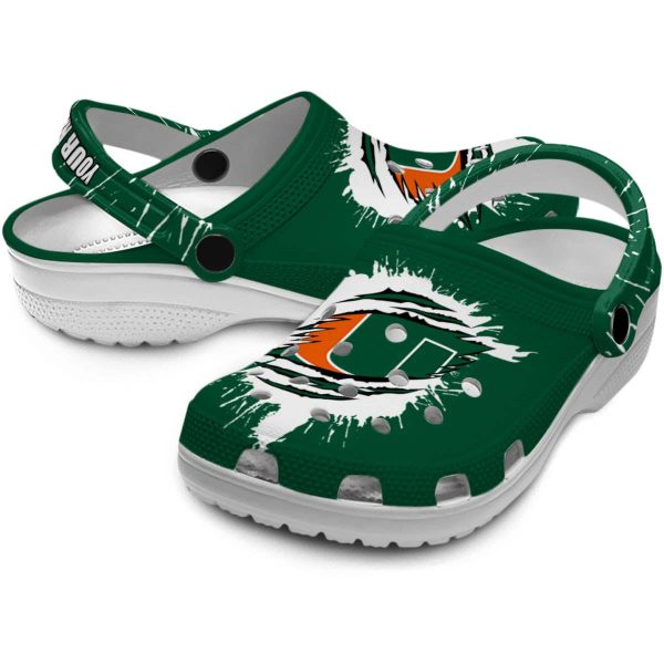 Personalized Miami Hurricanes Splash Motif Background Crocs Latest Model