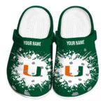 Personalized Miami Hurricanes Splatter Background Crocs Best selling