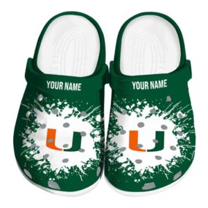 Personalized Miami Hurricanes Splatter Background Crocs Best selling