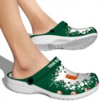Personalized Miami Hurricanes Splatter Background Crocs Best selling