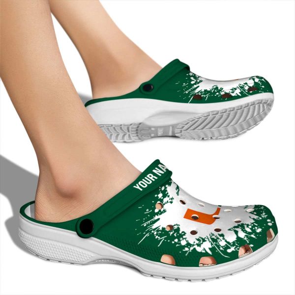 Personalized Miami Hurricanes Splatter Background Crocs High quality