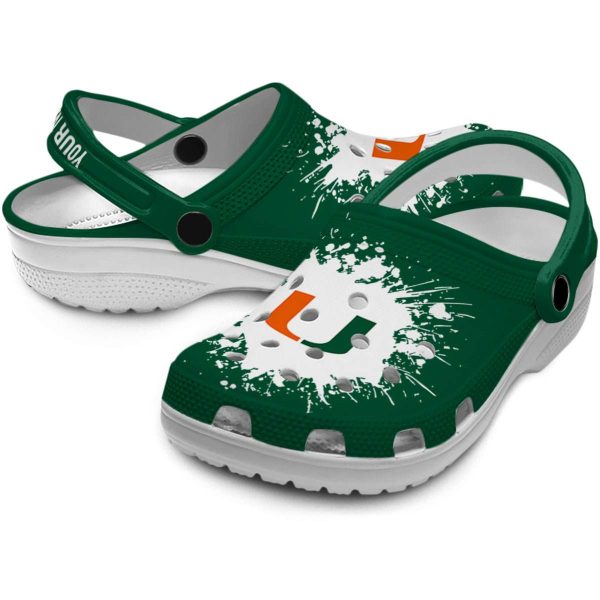Personalized Miami Hurricanes Splatter Background Crocs Latest Model