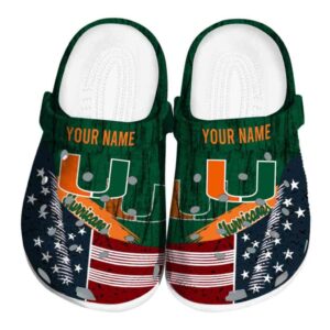Personalized Miami Hurricanes Star Spangled Side Pattern Crocs Best selling
