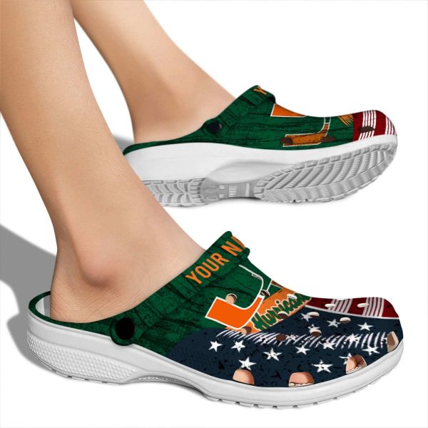 Personalized Miami Hurricanes Star Spangled Side Pattern Crocs High quality
