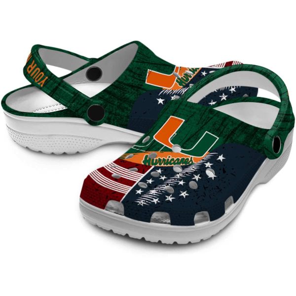 Personalized Miami Hurricanes Star Spangled Side Pattern Crocs Latest Model