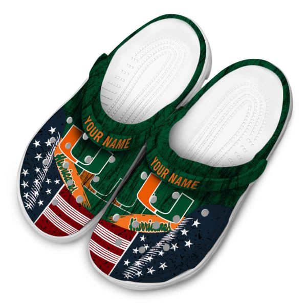 Personalized Miami Hurricanes Star Spangled Side Pattern Crocs Trendy