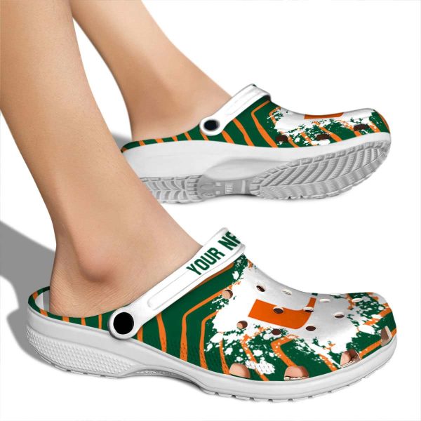Personalized Miami Hurricanes Zigzag Paint Burst Crocs High quality