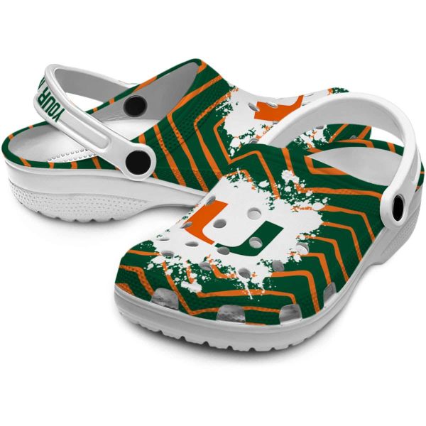 Personalized Miami Hurricanes Zigzag Paint Burst Crocs Latest Model