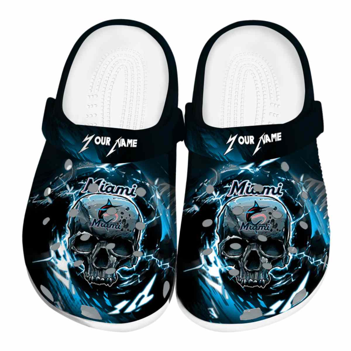 Personalized Miami Marlins Gothic Skull Crocs Best selling